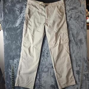 Prana Breathe Cargo Hiking Travel Pants Khaki Mens Medium